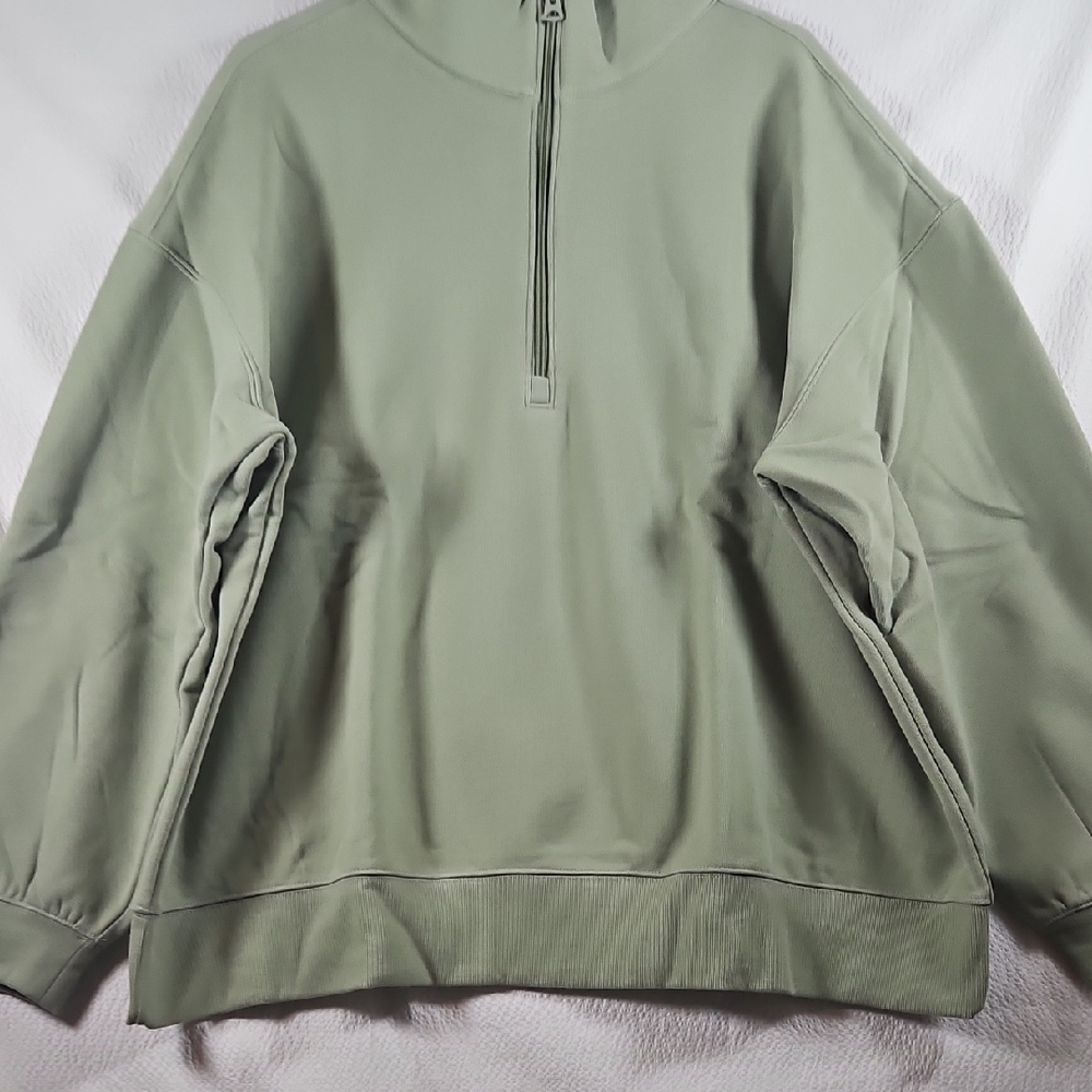 Lands End Light Sage Quarter-Zip Pullover Sweatshirt, Size 2X